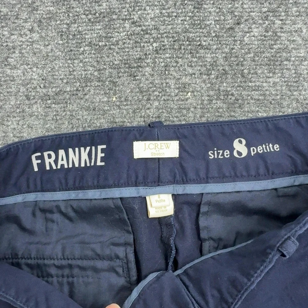 J Crew Frankie Chino Pants Womens 8 Petite Navy Cotton Stretch Casual Preppy